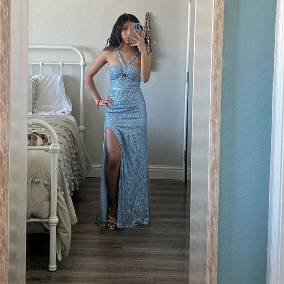 slim fit dress slacks High-Side-Slit Tight Long Simple Prom Dress